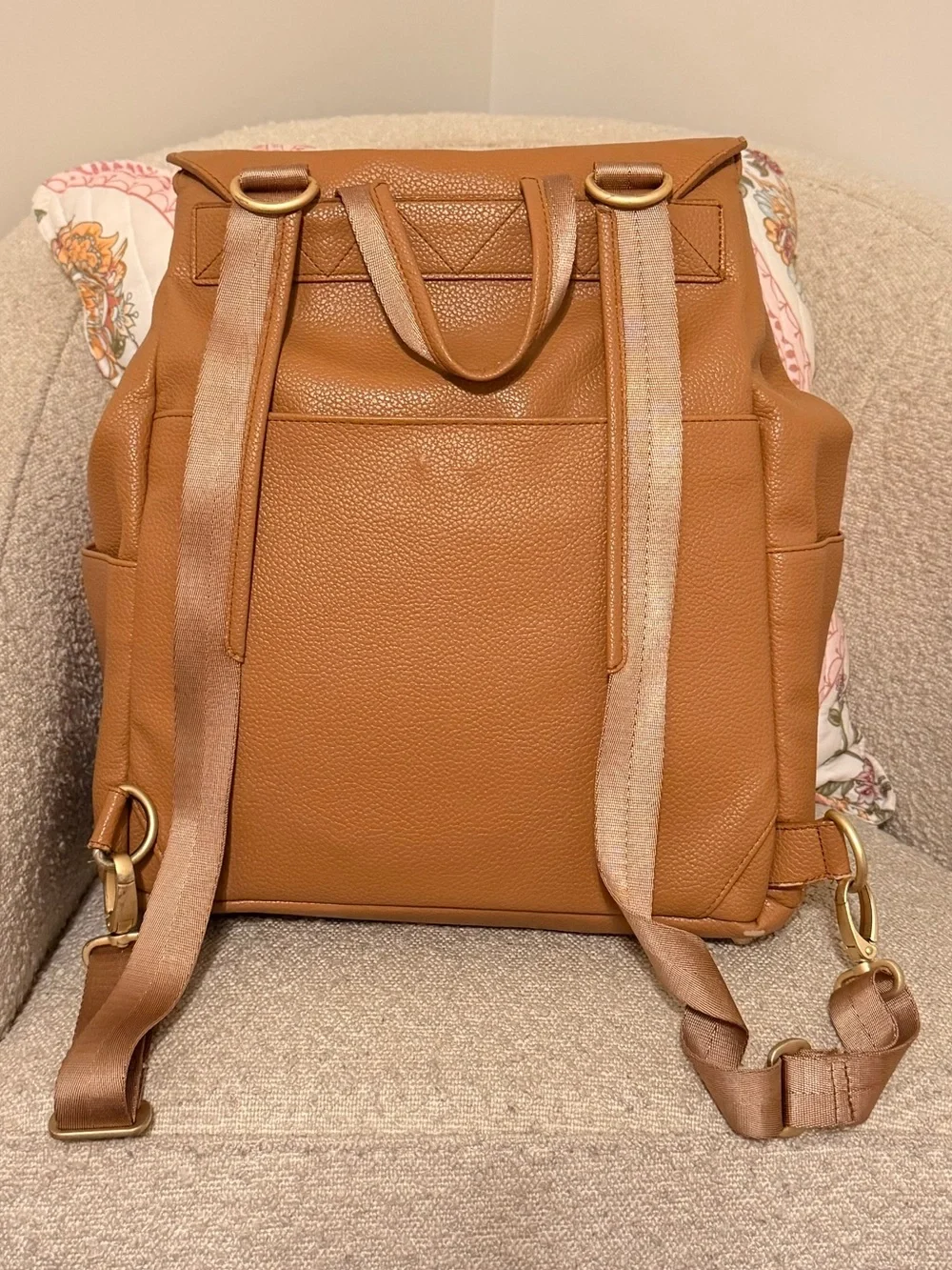 Freshly Picked Tan Leather Backpack Diaper Bag Tote